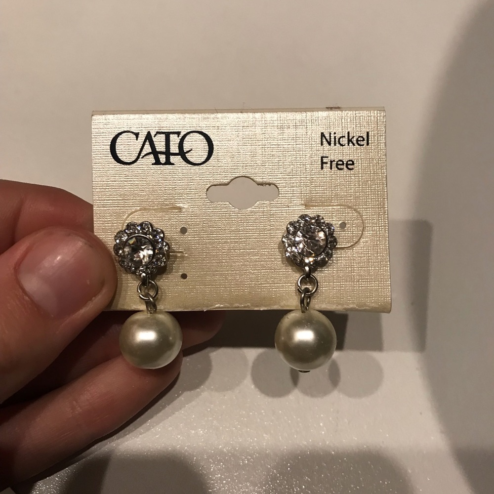 Cato pearl and crystal earrings